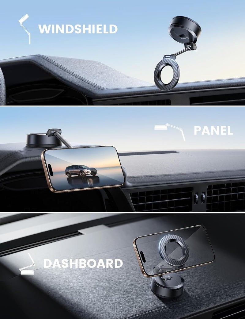 Lamicall for Magsafe Car Mount [70LBS Powerful Suction] Magnetic Phone Holder for Car, 360° Rotation Suction Cup Phone Mount Dashboard & Windshield for Truck fit iPhone 17 16 Pro Max Plus 15 14 13 12 - Image 2